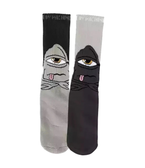 TOY MACHINE CHAUSSETTES (SOCKS) BORED SECT CREW BLACK GREY