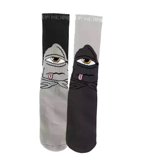 TOY MACHINE CHAUSSETTES (SOCKS) BORED SECT CREW BLACK GREY