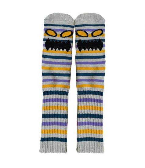 TOY MACHINE SOCKS MONSTER FACE MINI STRIPES GREY